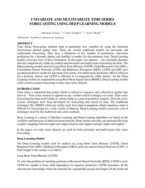 (PDF) Comparative Study on Time Series Forecasting using Deep learning ...