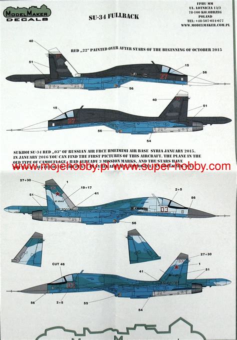 Su-34 FULLBACK Model Maker Decals -D72069