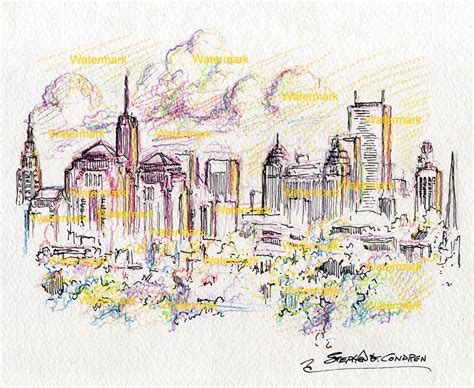 Dallas Skyline Pencil Drawing at PaintingValley.com | Explore ...