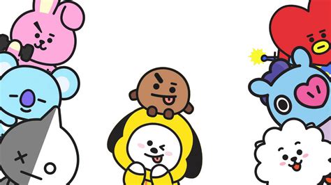 Download Cute Bts Drawing BT21 White Wallpaper | Wallpapers.com