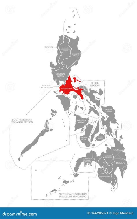 Calabarzon Map Of The Philippines With Philippine National Flag Vector ...