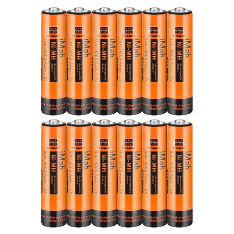 Buy 12-Pack iMah 1.2V 750mAh Ni-MH AAA Rechargeable Battery for Panasonic Cordless Phones Also ...