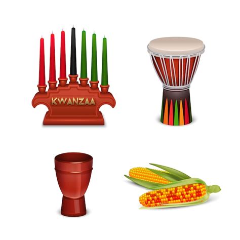 Kwanzaa holiday colorful symbols collection | Free Vector