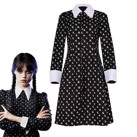 Buy GALER Wednesday Addams Dress Kids, Wednesday Addams Costume World Book Day Costumes for ...