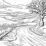 Simple Coloring Page Of A Winding Snowy Road Stock Illustration  sketch template