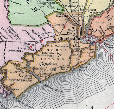 Charleston County, South Carolina, 1911, Map, Rand McNally, Mt. Pleasant, James Island ...