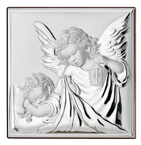 Sovrani quadro angelo protettore 18x18 laminato argento B2129 ...