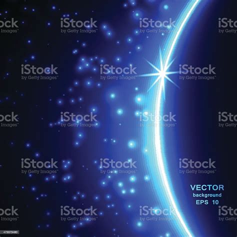 Space Planet In The Rays Of Light Stock Illustration - Download Image ...