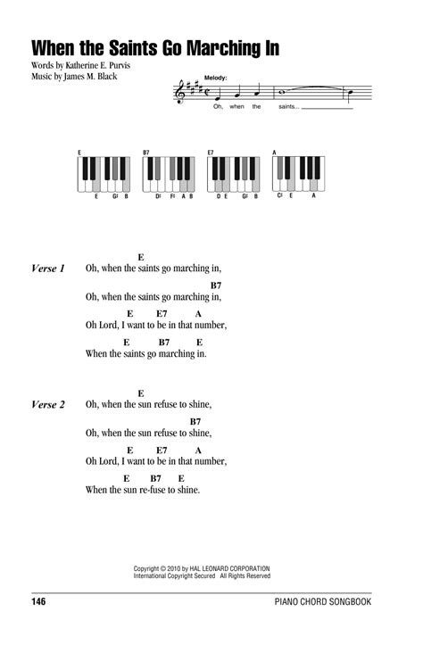 When The Saints Go Marching In by James M. Black Sheet Music for Piano Chords/Lyrics at Sheet ...