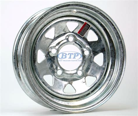 Boat Trailer Wheel 12 inch Galvanized 5 Lug 5 on 4 1/2 Bolt Pattern