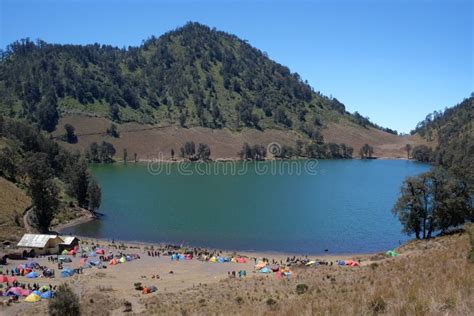 Panorama of Ranu Kumbolo Lake in Semeru Mountain Stock Photo - Image of ...