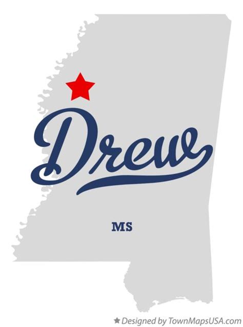 Map of Drew, MS, Mississippi