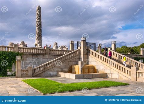 Panoramic View of the Monolith Sculpture, Monolitten, in Vigeland Park Open Air Art Exhibition ...