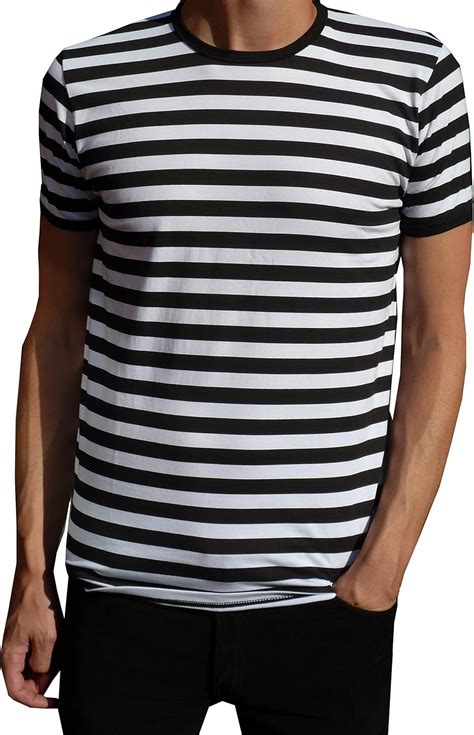 Mens Nautical Black and White Striped T-Shirt Mod Tee: Amazon.co.uk: Clothing