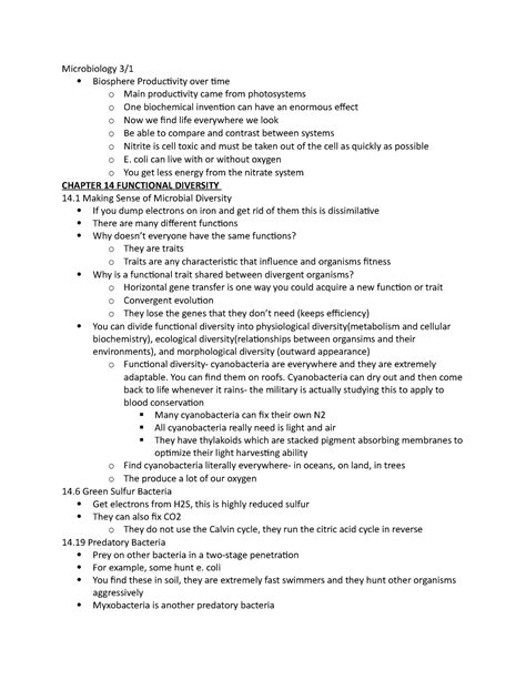 Microbiology 3:1 - Lecture notes N/A - Microbiology 3/ Biosphere Productivity over time o Main ...