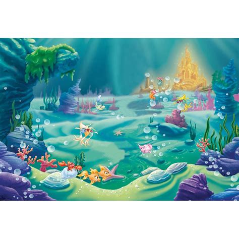 Ariel Princess Mermaid Backdrop Happy Undersea animal Castle children ...