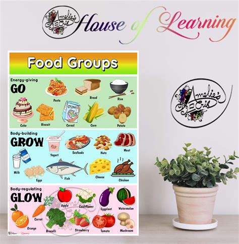 Food Groups Go Grow Glow Laminated Educational Chart (A4) Wall charts for kids | Lazada PH