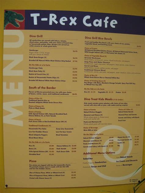 The Menu at the T-Rex Cafe - a photo on Flickriver