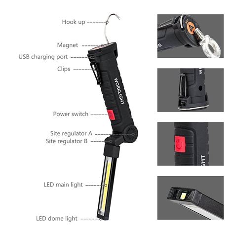 Rechargeable LED Work Light with Magnetic Base (360° Rotateable)