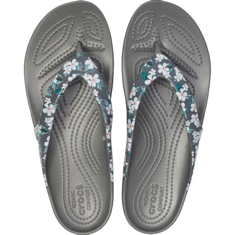 Crocs Crocs Kadee II Seasonal Flip Tropical Floral / Slate Grey (UX4) 205635-98G Womens Flip ...