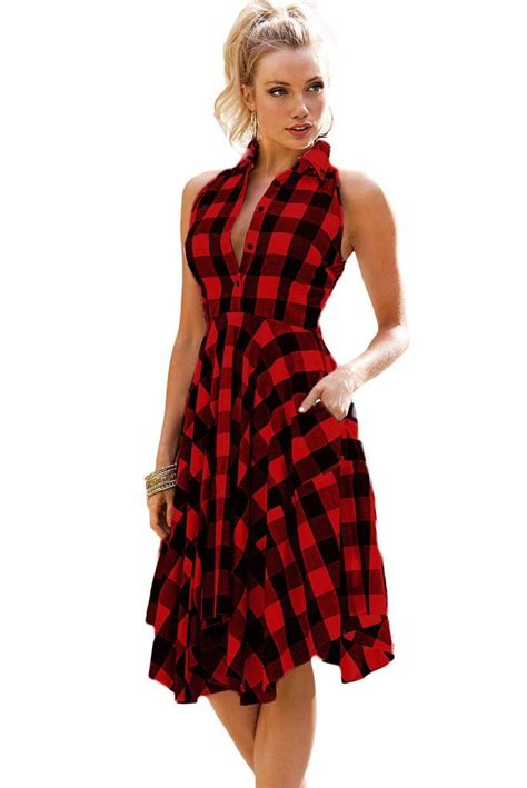 Plaided Flared Shirt Dress | Dresses, Plaid dress, Casual party dresses