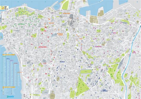 Large scale road map of Beirut city with street names | Beirut | Lebanon | Asia | Mapsland ...