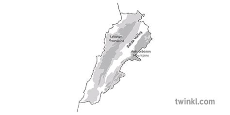 map of bekaa valley lebanon mountain topography geography secondary bw rgb