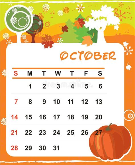 Decorative Frame For Calendar - October Stock Illustration - Illustration of background, image ...