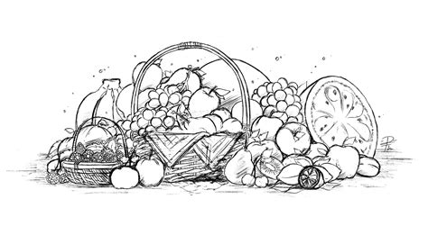 Fruit Basket Sketch at PaintingValley.com | Explore collection of Fruit ...