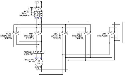 Power Circuit of a Star Delta or Wye Delta Forward Reverse Electric Motor Controller - A basic ...