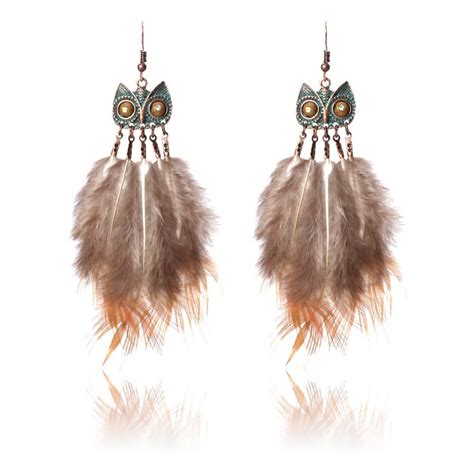 Buy Fashion Woman Jewelry Simple Owl Feather Alloy Earrings Accessories ...