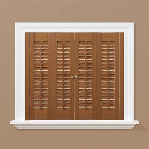 HOME basics Oak 1-1/4 in. Traditional Faux Wood Interior Shutter 27 to 29 in. W x 36 in. L ...