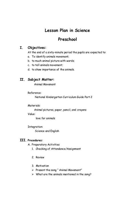 20 Science Lesson Plan Template – Simple Template Design Preschool ...