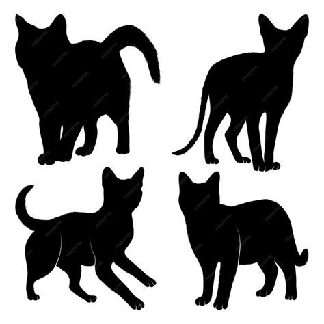 Premium Vector | Animal walking cat silhouettes vector