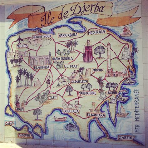 Map of Djerba on one old house