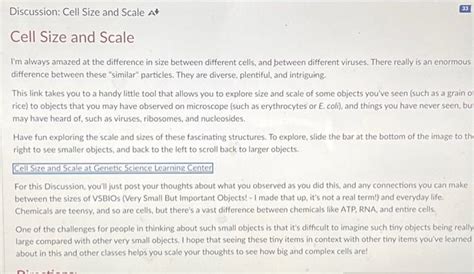 Solved Discussion: Cell Size and Scale A Cell Size and Scale | Chegg.com