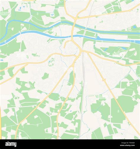 Printable map of Dorsten, Germany with main and secondary roads and larger railways. This map is ...