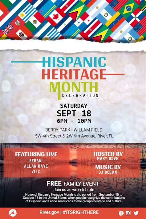 Hispanic Heritage Month musical event custom poster/flyer template | Hispanic heritage, Hispanic ...