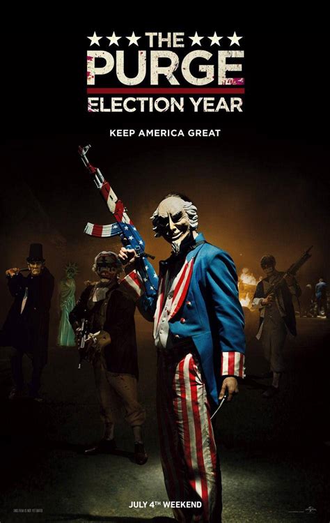 Download Caption: Powerful Poster of The Purge - Election Year Movie Wallpaper | Wallpapers.com