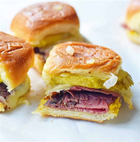 Hot Pastrami and Swiss Tailgate Sliders – Modern Honey