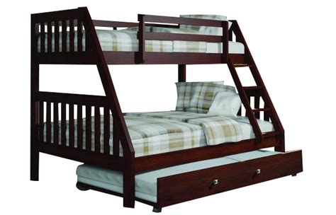 Ian Modern Dark Wood Twin over Full Bunk Bed with Trundle | Bunk bed with trundle, Bunk beds ...