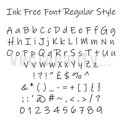 Ink Free Handwriting Font Regular Style Alphabet Letters Vector Art ...