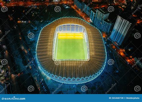 Drone Aerial View of the Stadium at Night Stock Photo - Image of ...