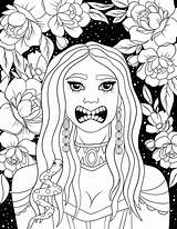Horror Beauties Coloring Page For Adult Stock Illustration  sketch template
