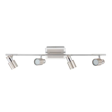 EGLO 33.66-in 4-Light Matte Nickel/Chrome dimmable Gu10 Pin Base Transitional Linear Track ...