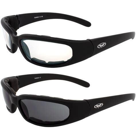 2 Black Frame Motorcycle Riding Glasses Sunglasses Day and Night Smoke ...