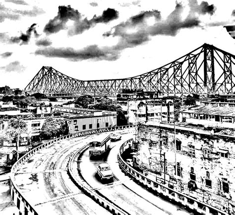 Howrah bridge west bengal kolkata | Canvas painting landscape, Landscape paintings, Landscape art