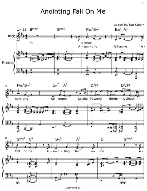 Anointing Fall On Me - Sheet music for Violin, Piano