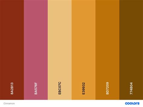 Cinnamon Color Palette | Color palette pink, Orange palette, Color palette yellow