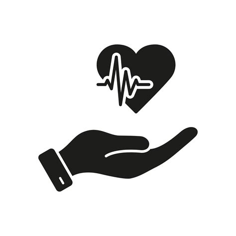 Heart Beat Rate Frequency Symbol. Emergency Help and Diagnosis. Heartbeat with Human Hand Glyph ...